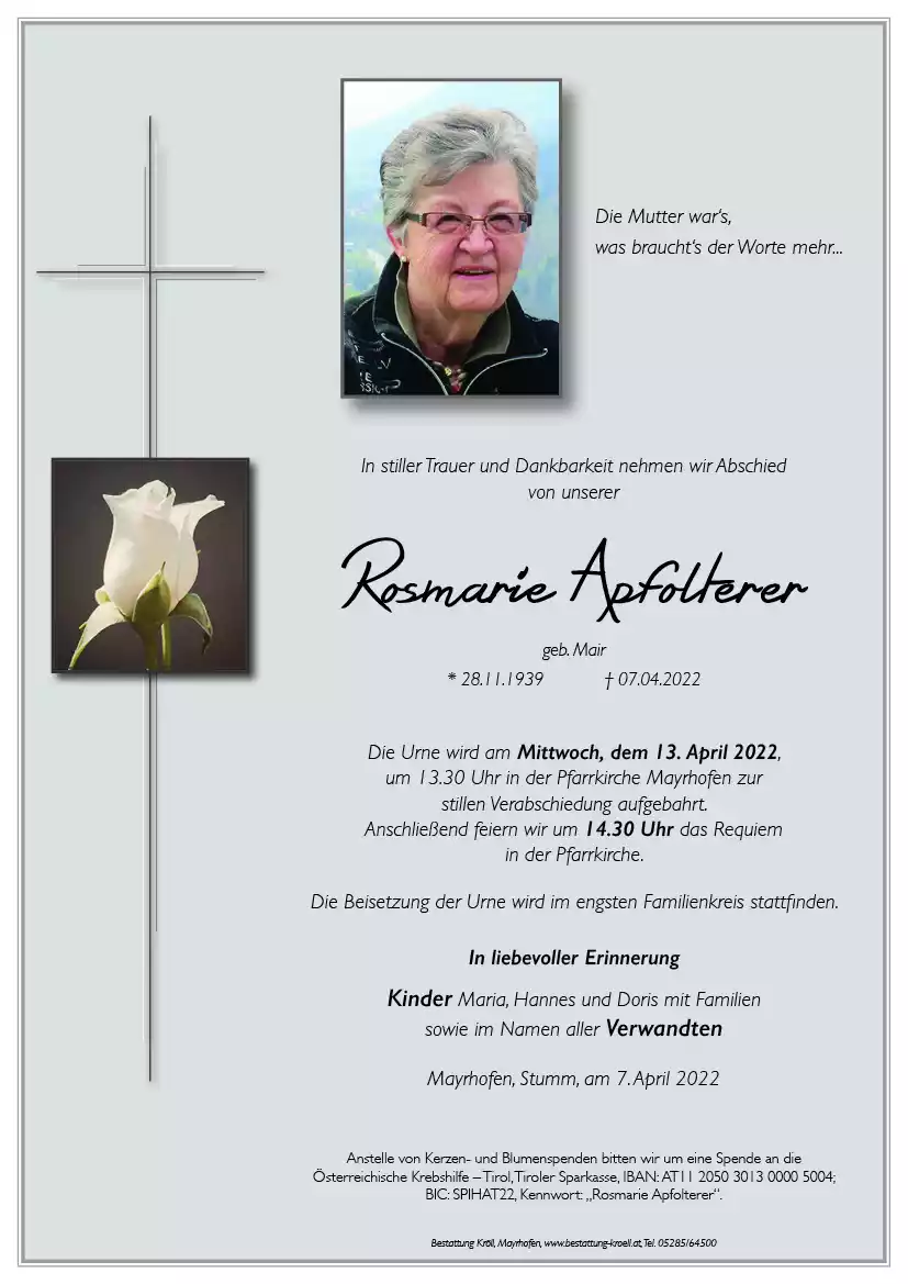 Parte von Rosmarie Apfolterer